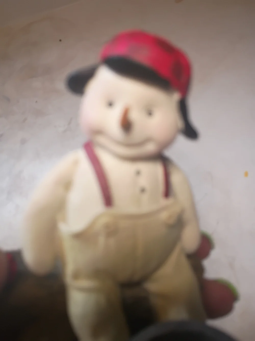 Vintage Hallmark Hunting Cap Snowman Sitting on a Log Tea Light Candle Holder